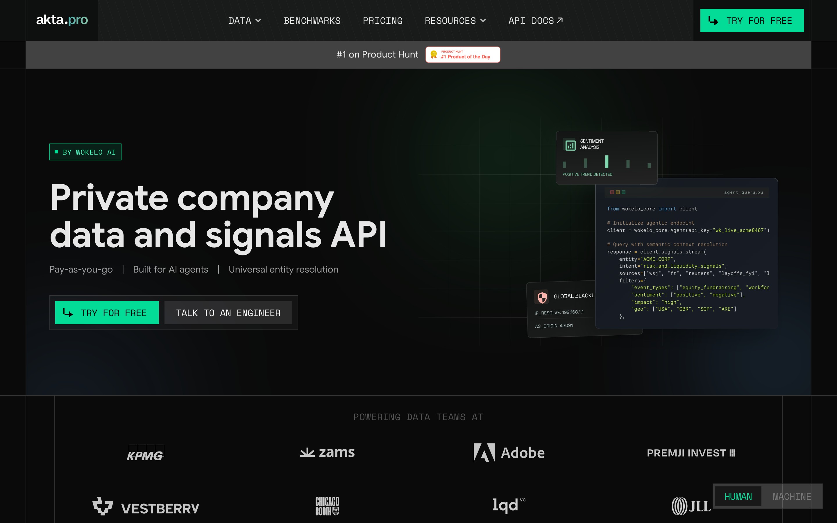 akta.pro landing page — first screen