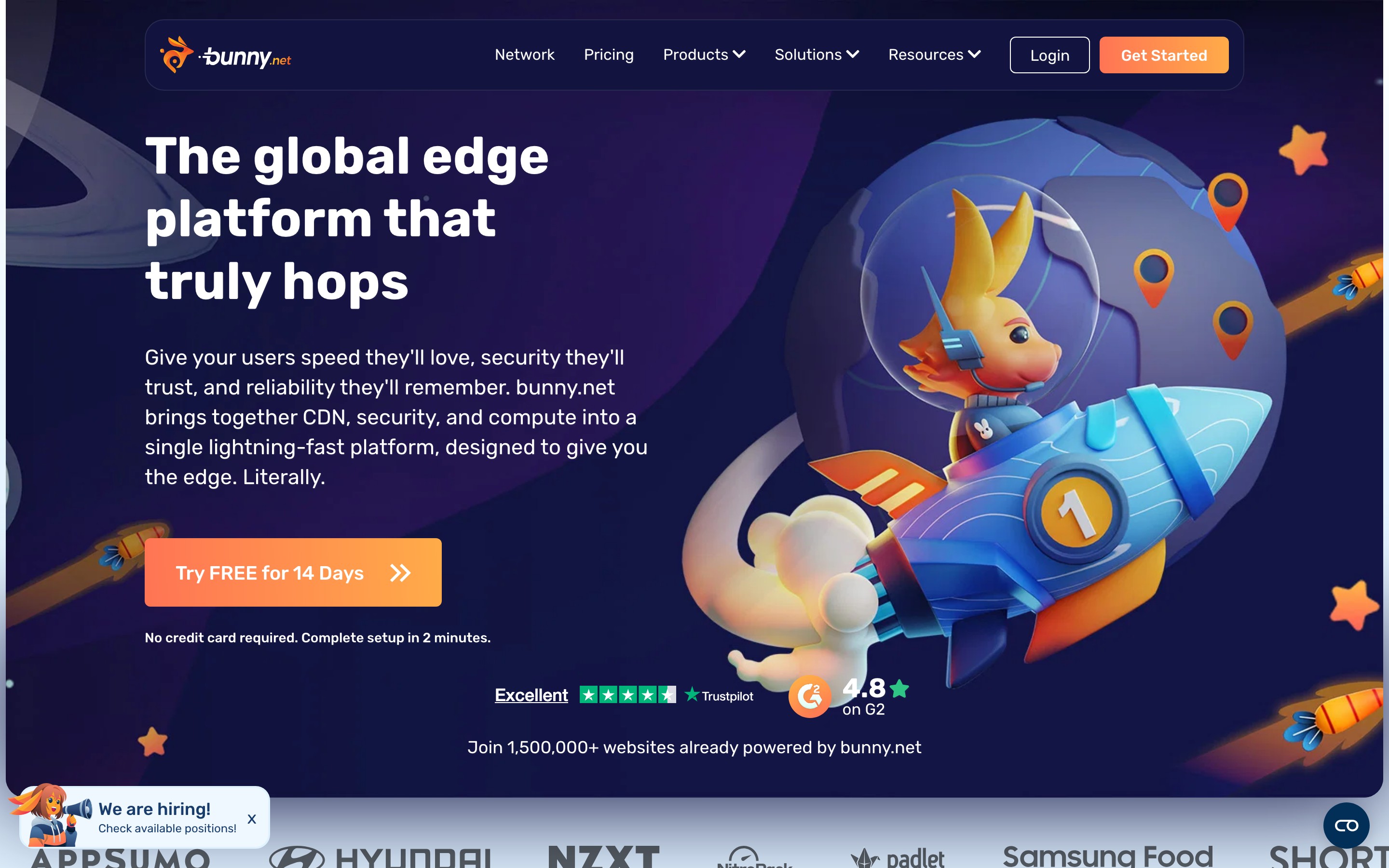 Bunny.net landing page — first screen