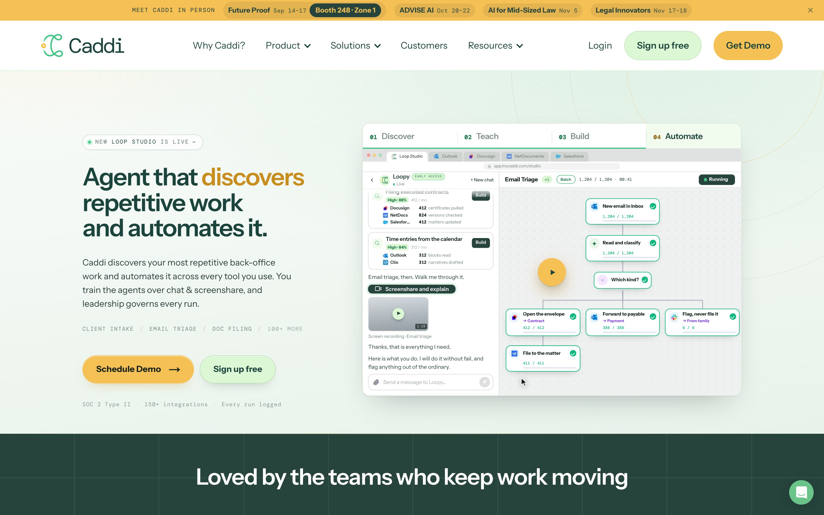 Caddi landing page — first screen