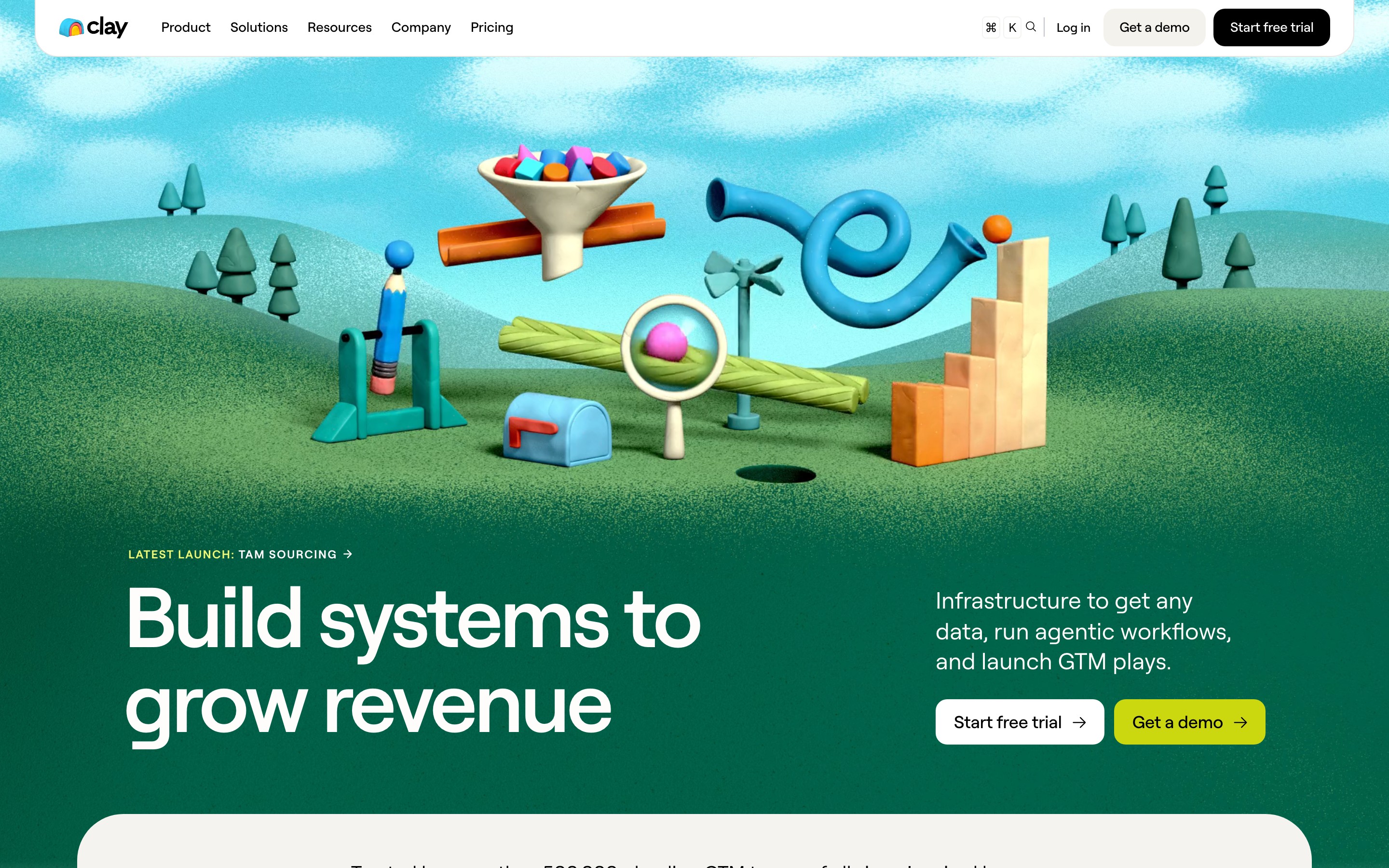 Clay landing page — first screen