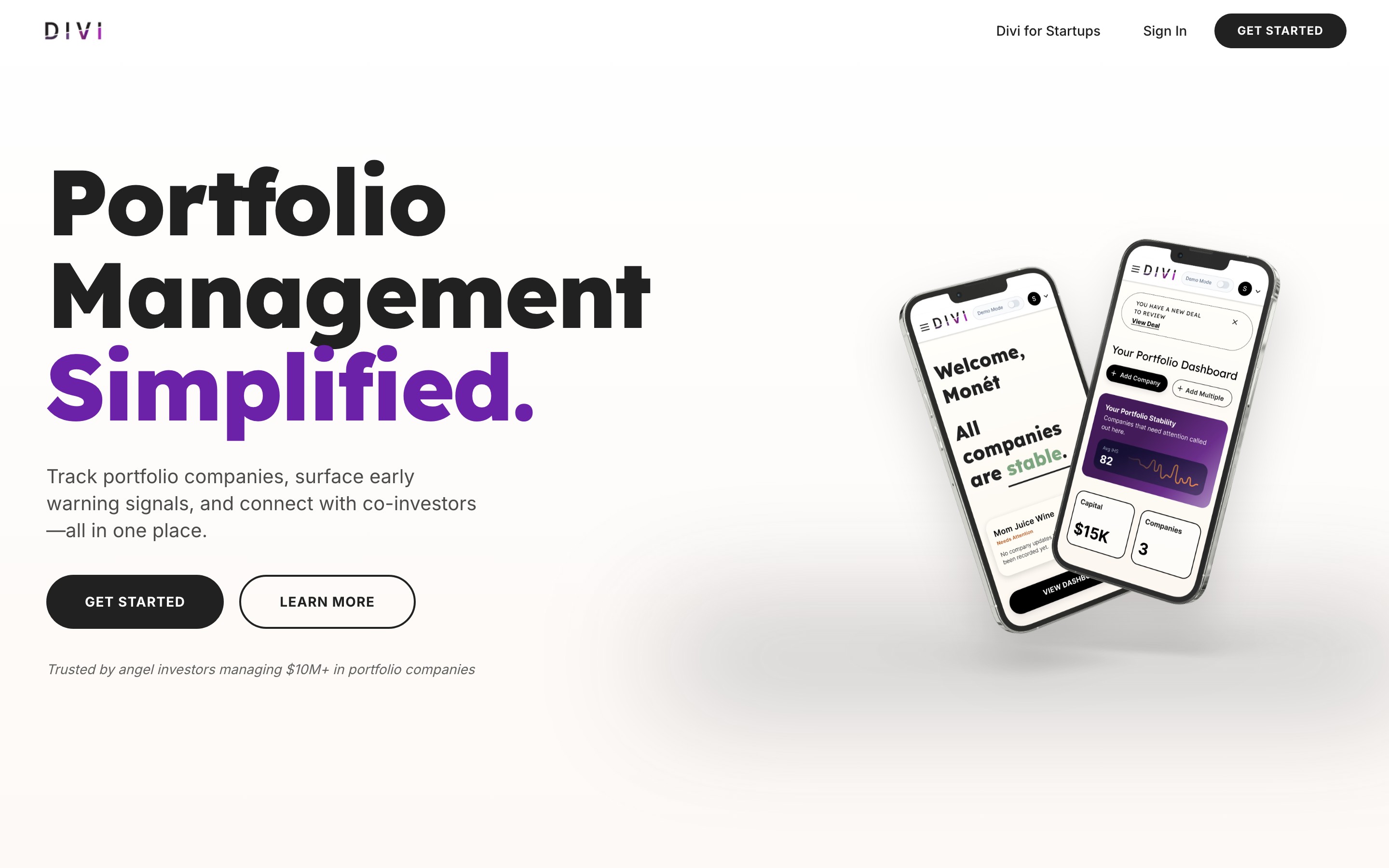 Divi landing page — first screen