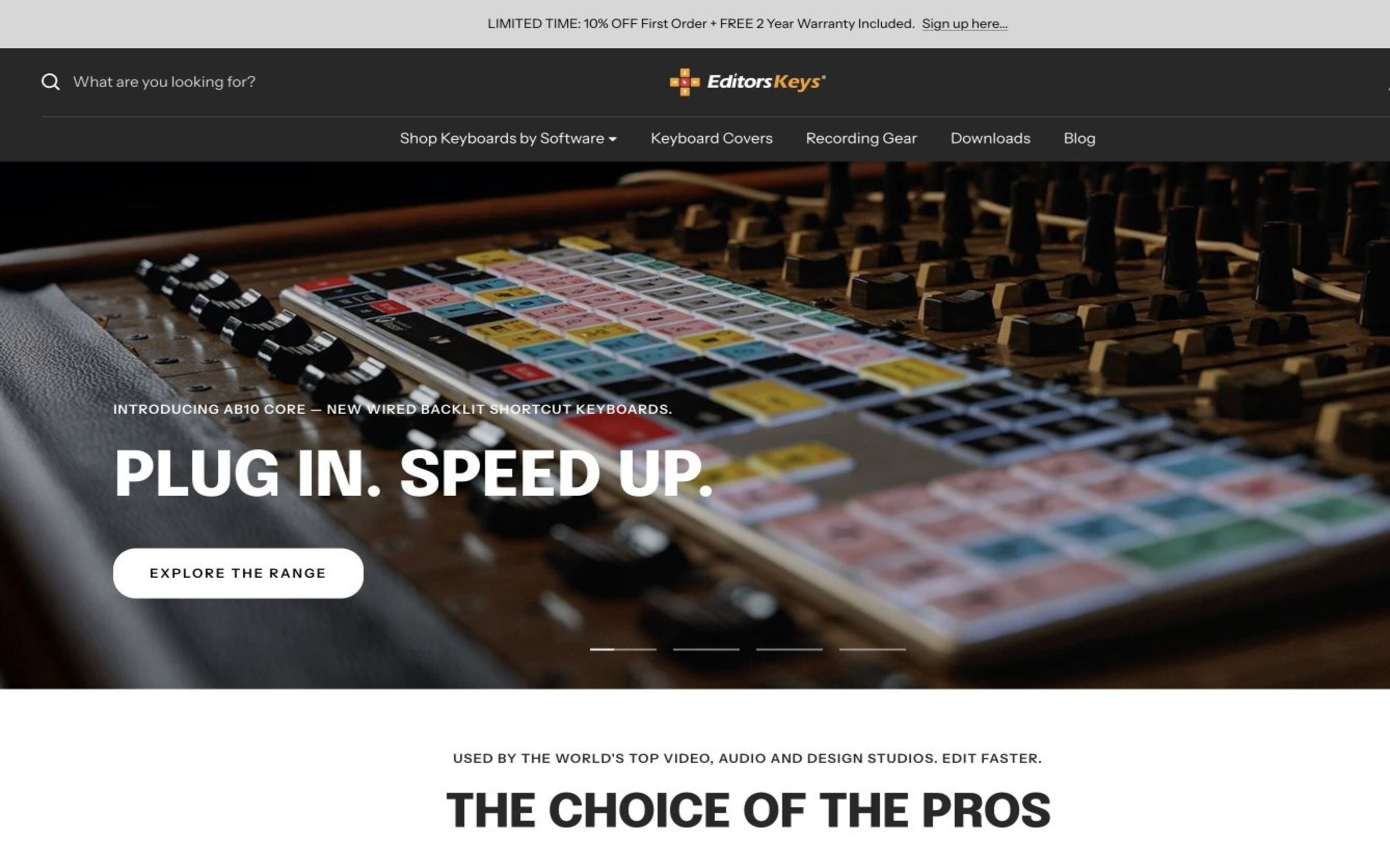 Editors Keys landing page — first screen