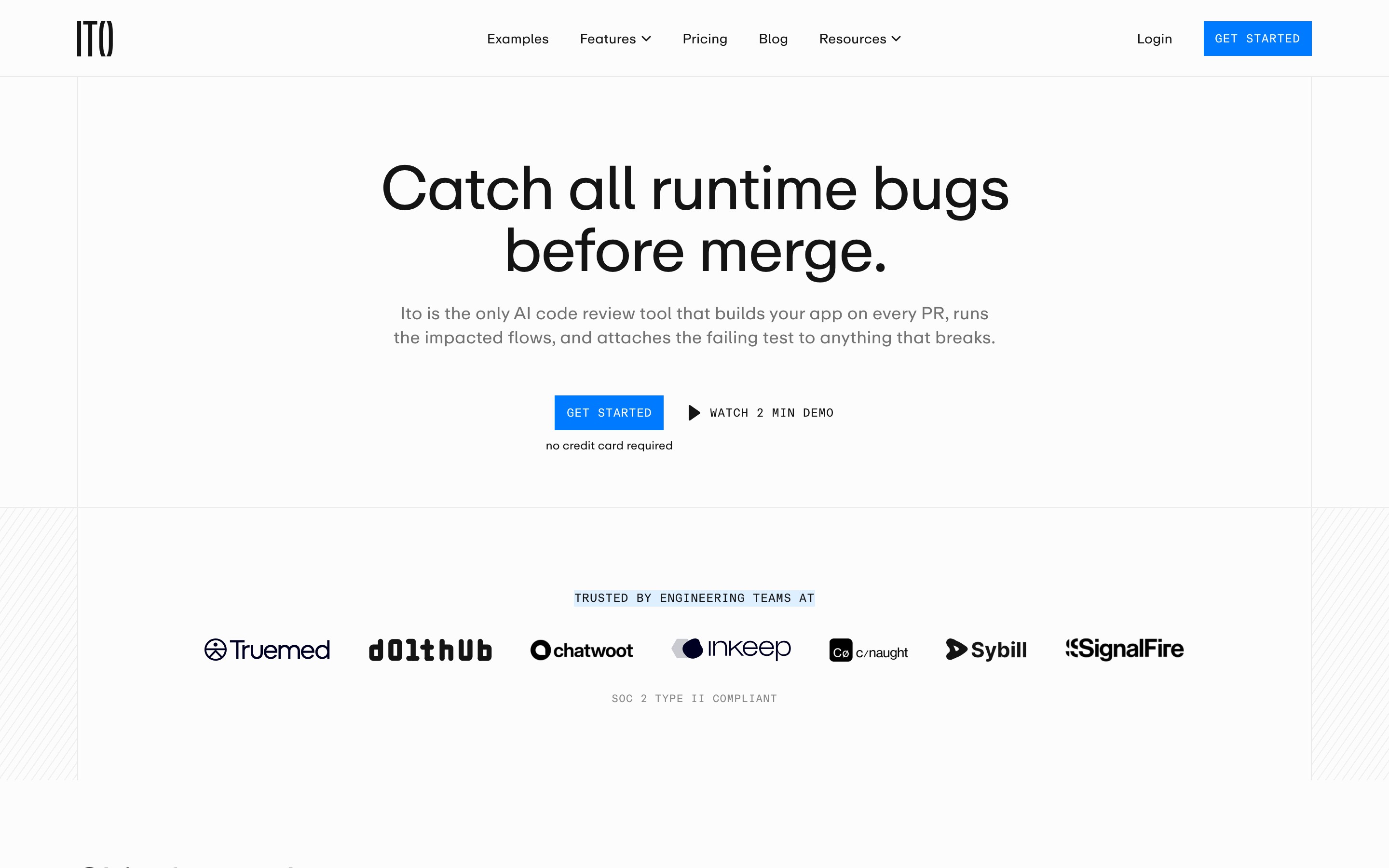 Ito landing page — first screen