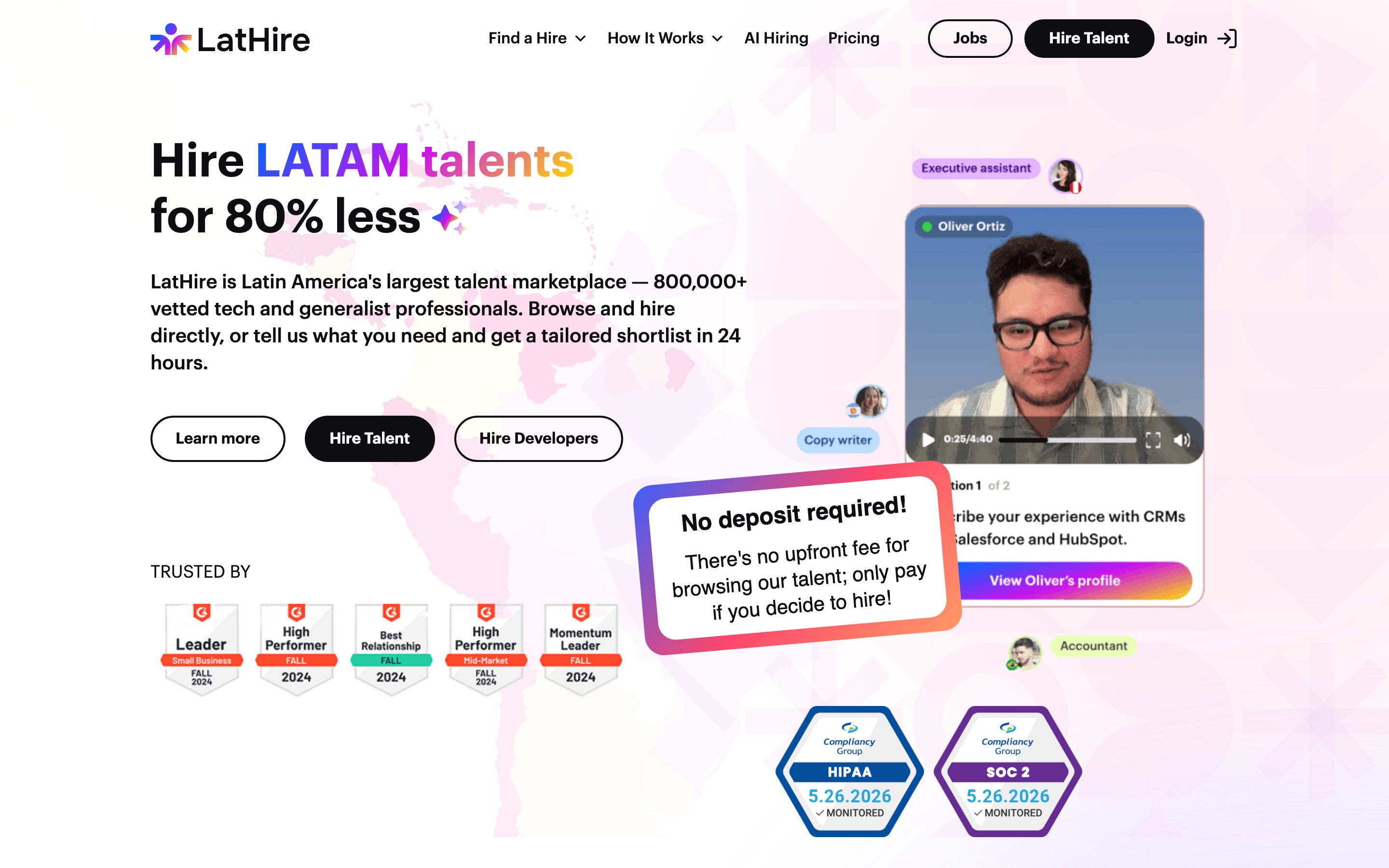 LATAMHire landing page — first screen