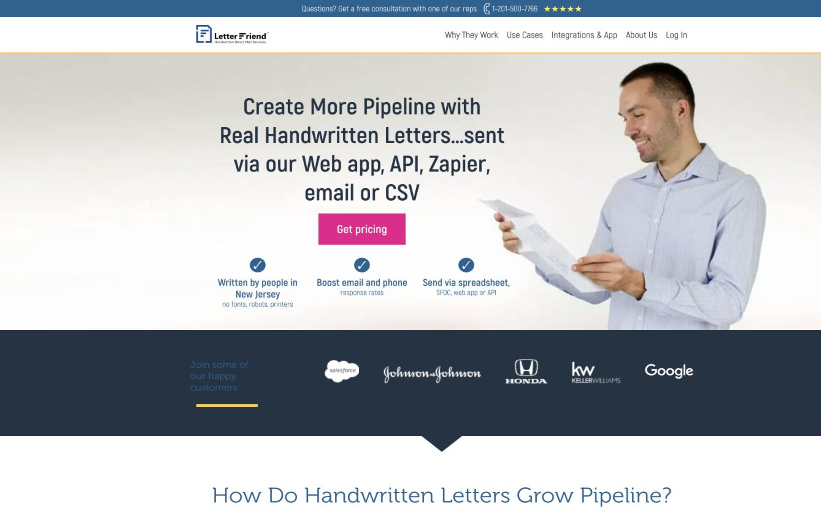 Letter Friend landing page — first screen