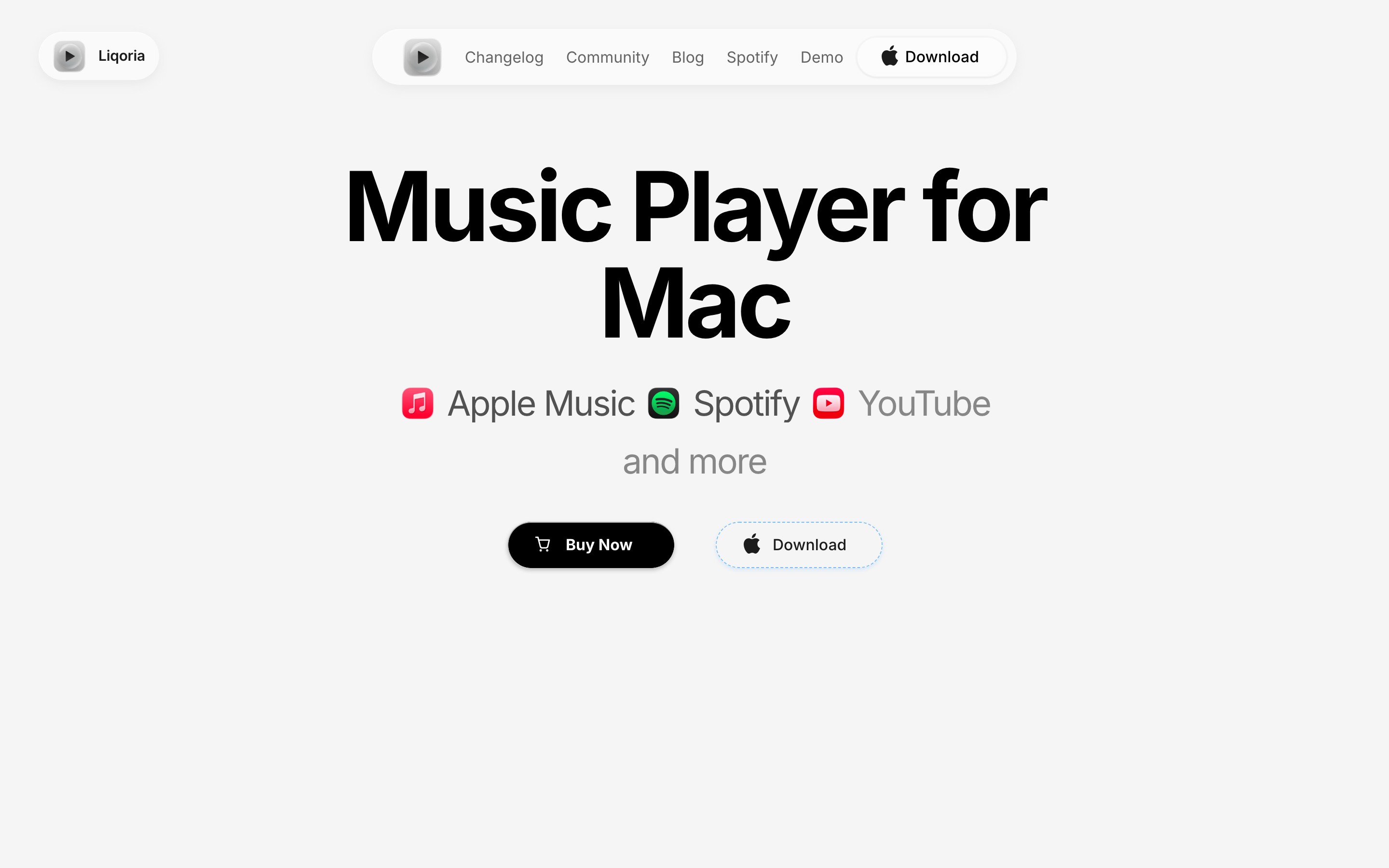 Liqoria landing page — first screen