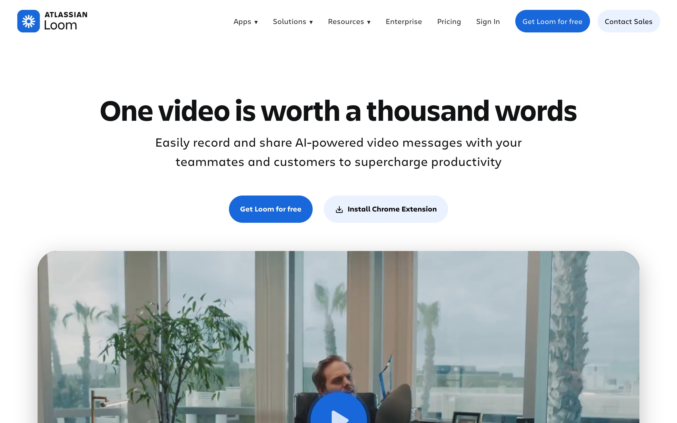 Loom landing page — first screen