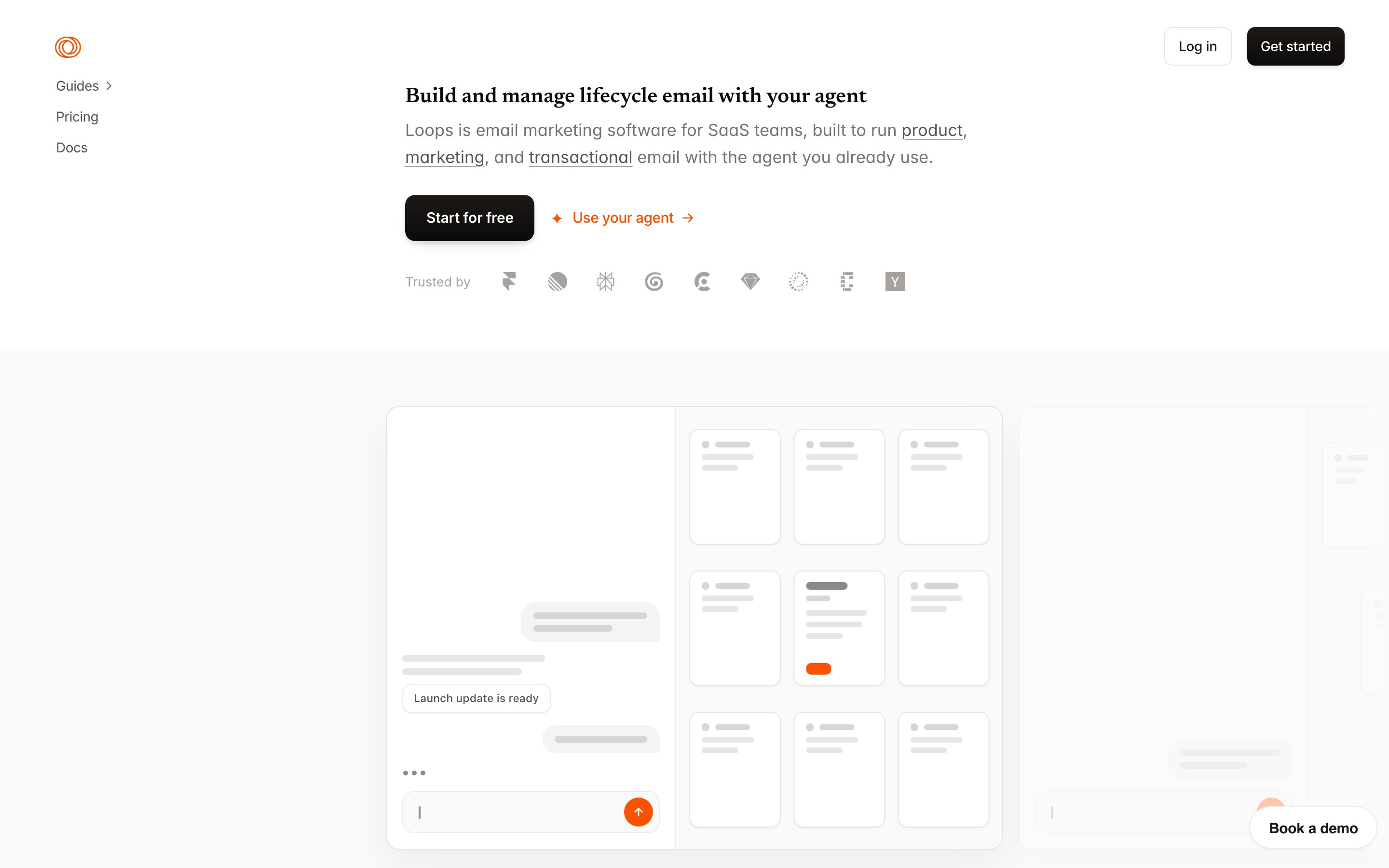 Loops landing page — first screen