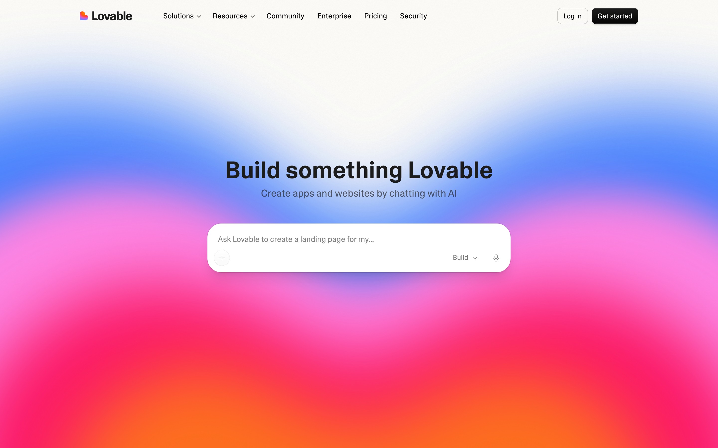 Lovable landing page — first screen