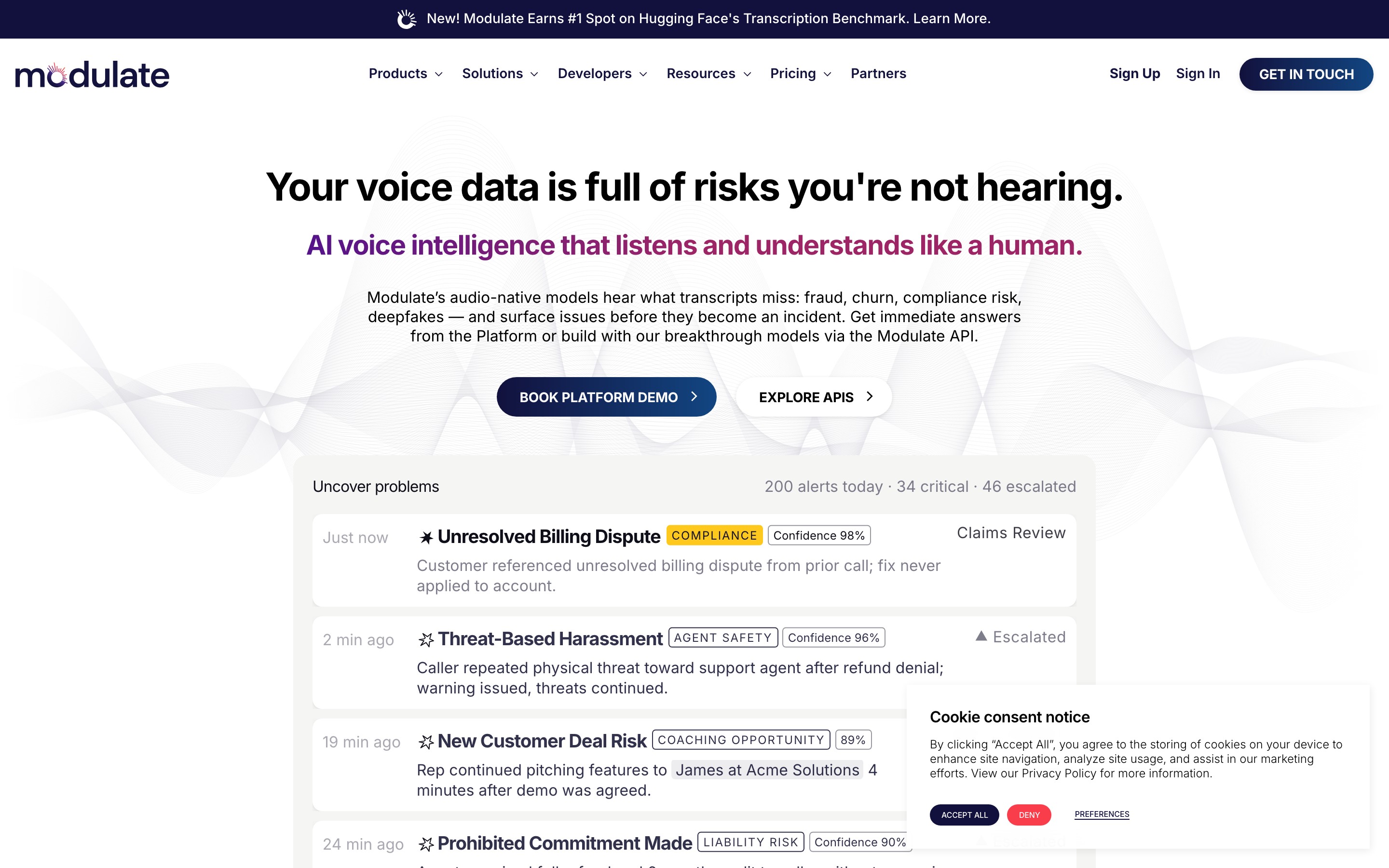 Modulate landing page — first screen