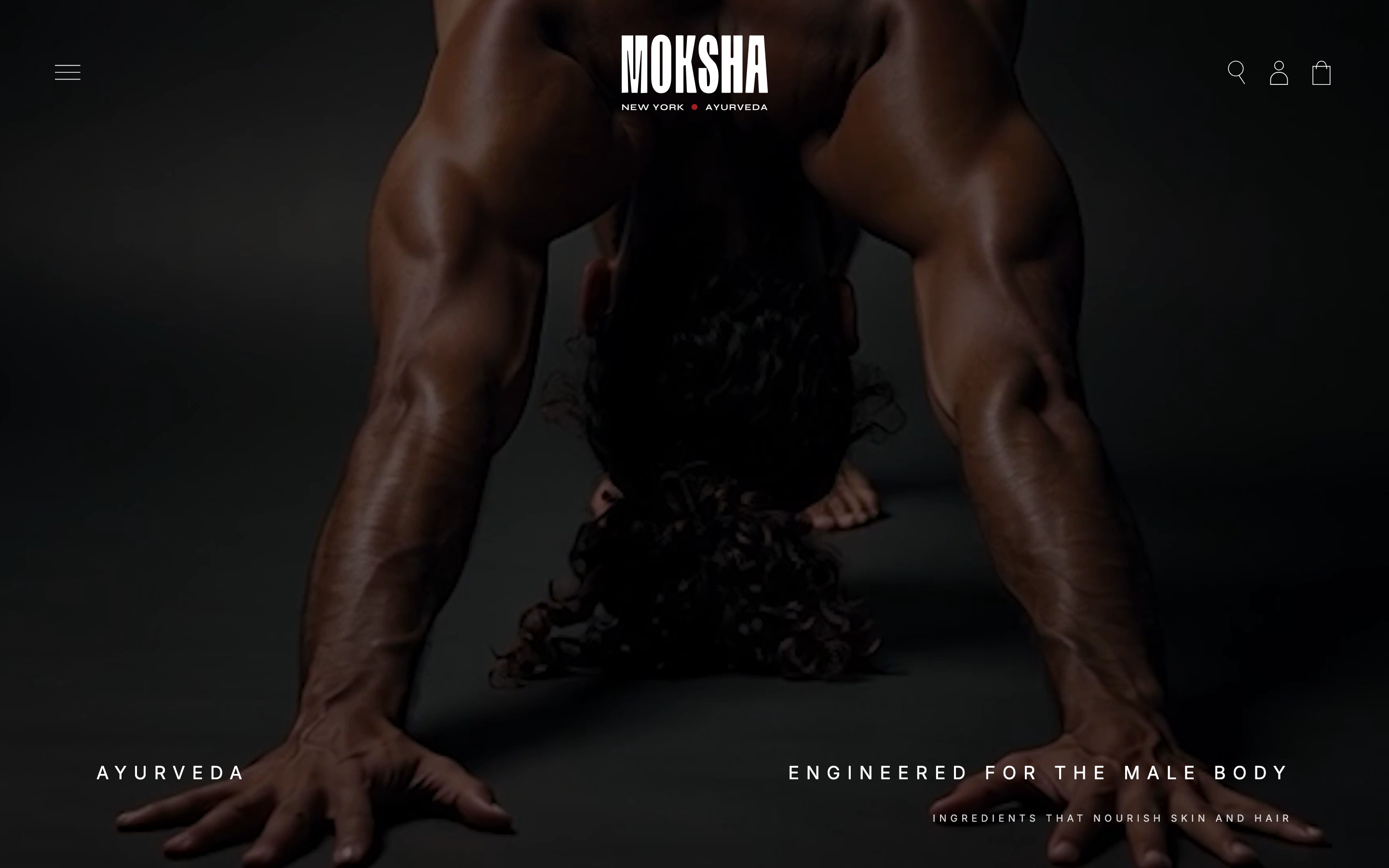 Moksha Haus landing page — first screen