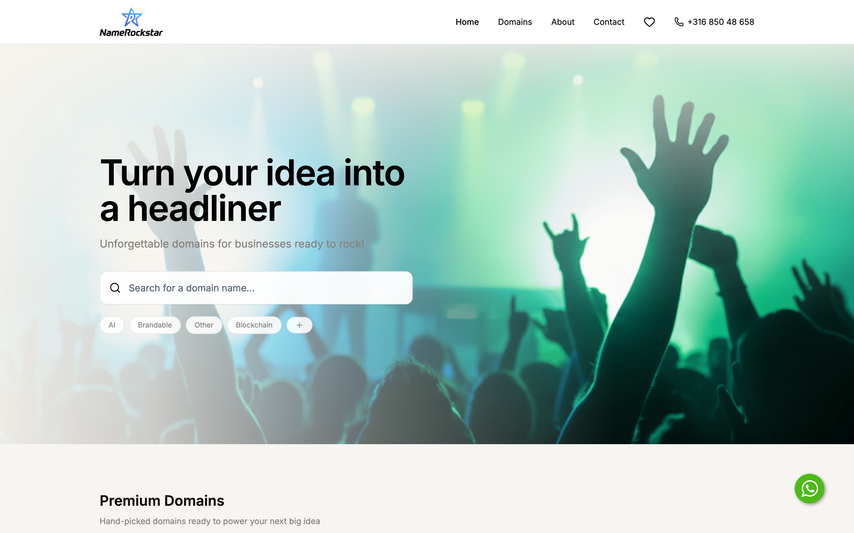 Turn your idea into a headliner landing page — first screen