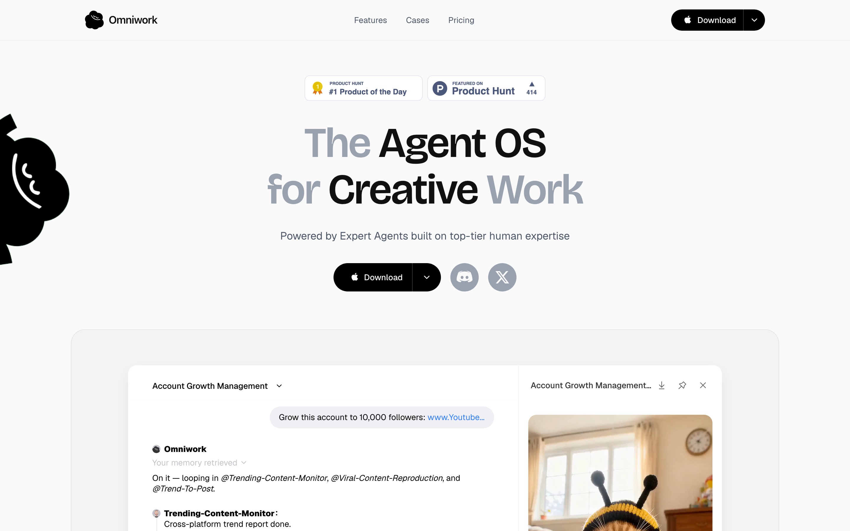 Omniwork landing page — first screen