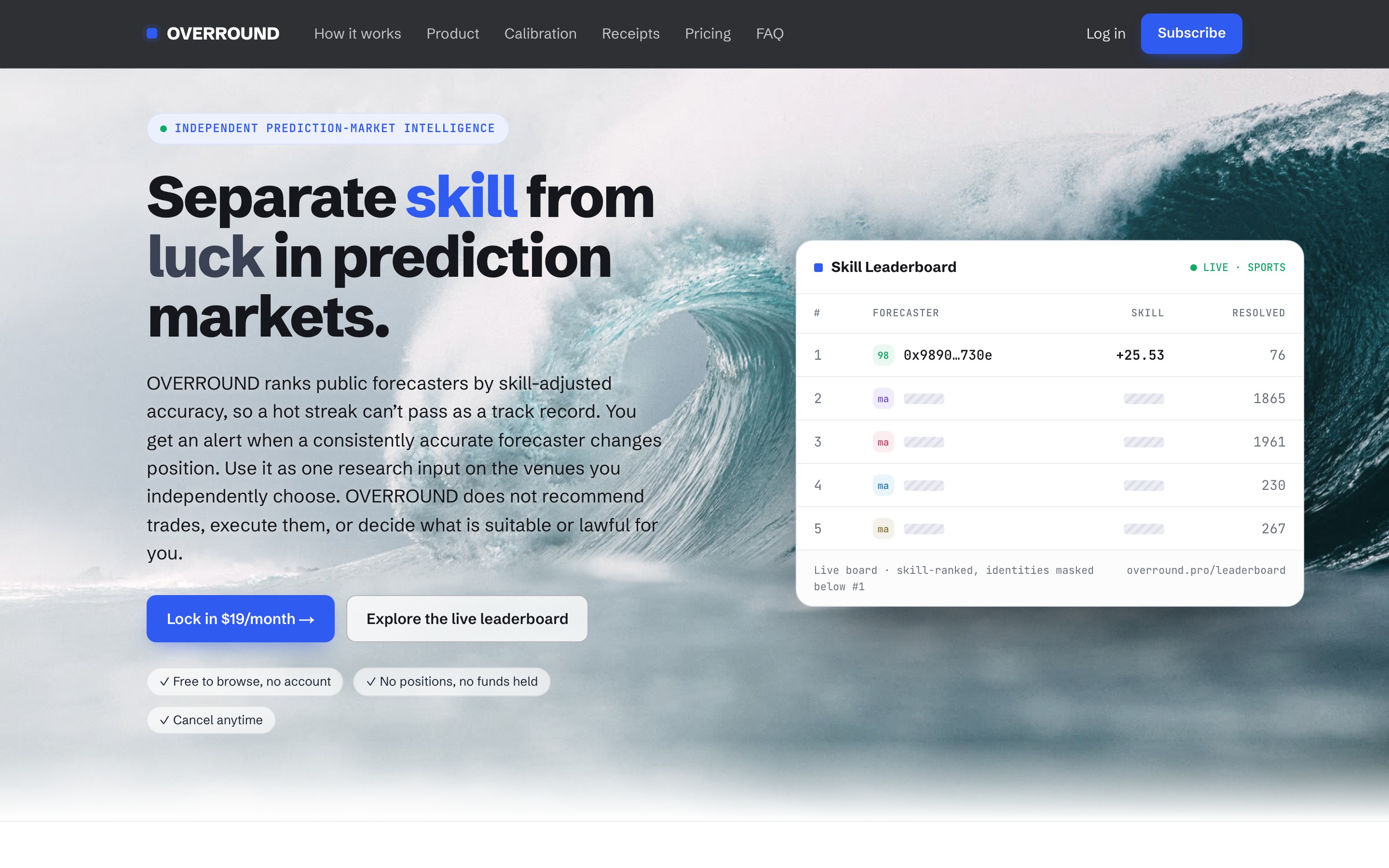 OVERROUND landing page — first screen