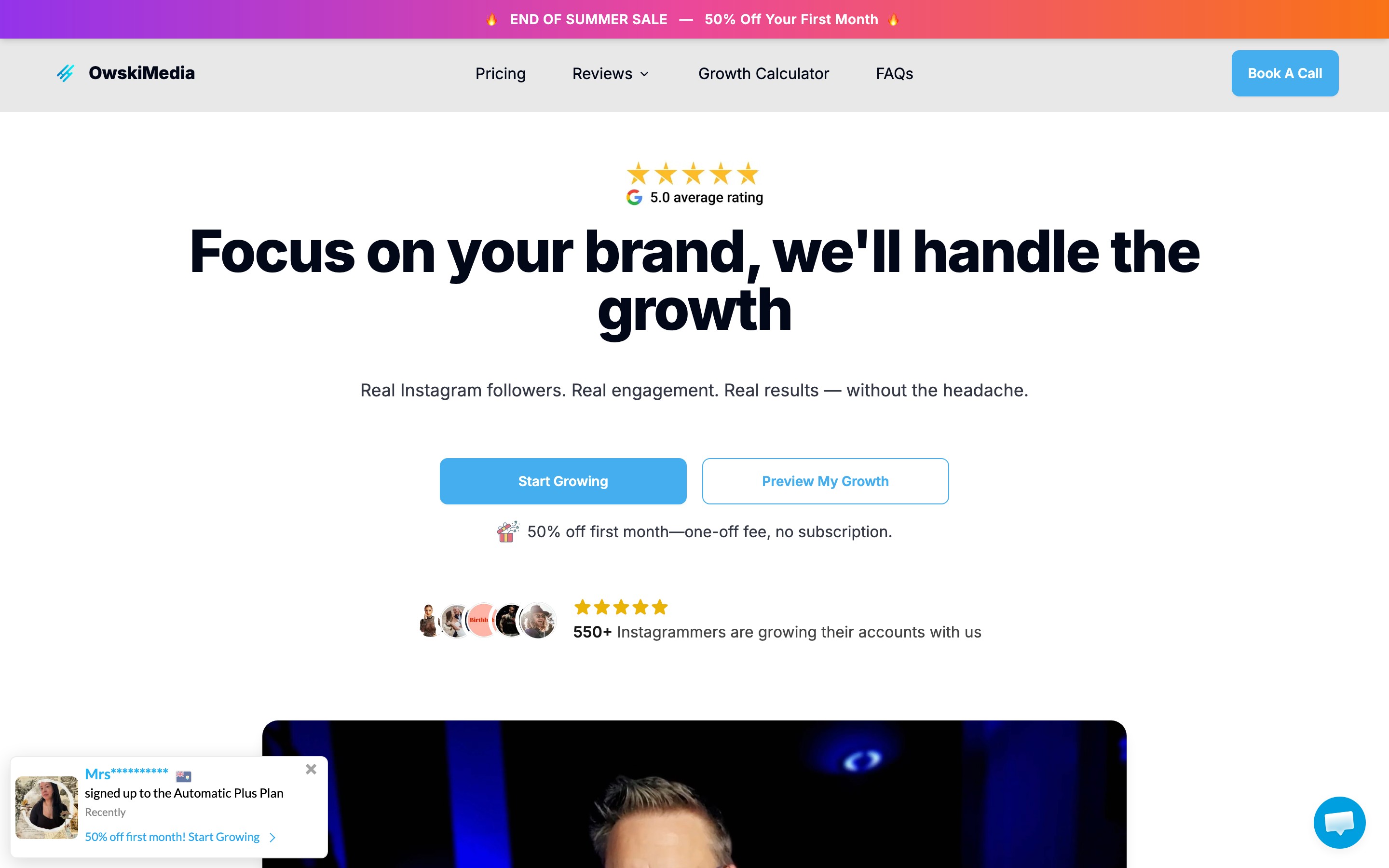 OwskiMedia landing page — first screen