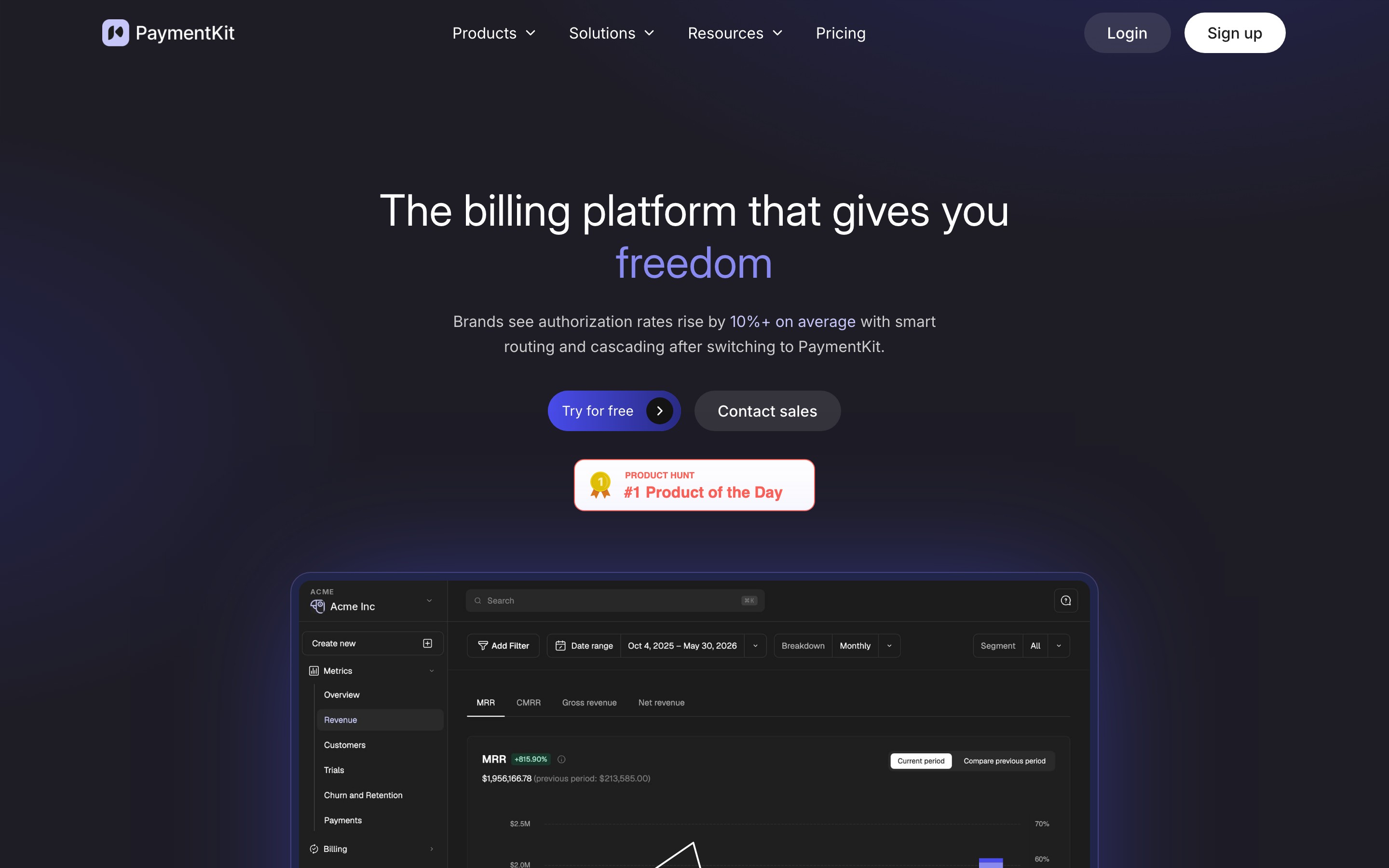 PaymentKit landing page — first screen