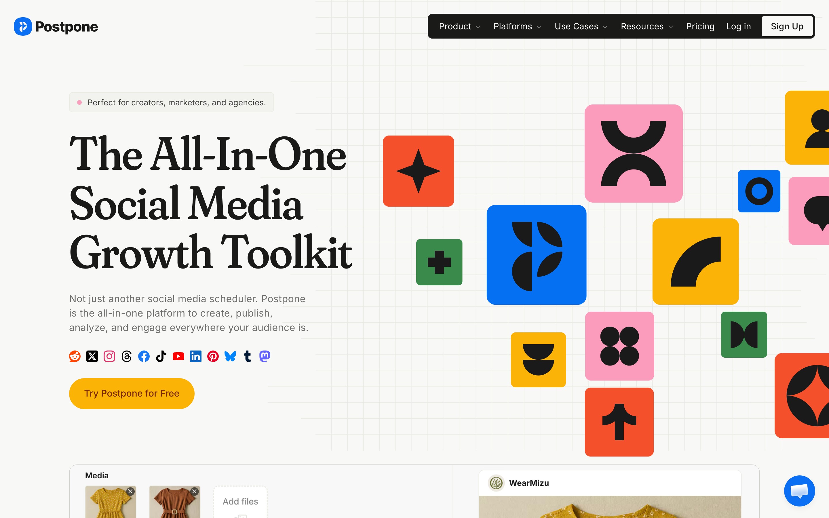 Postpone landing page — first screen