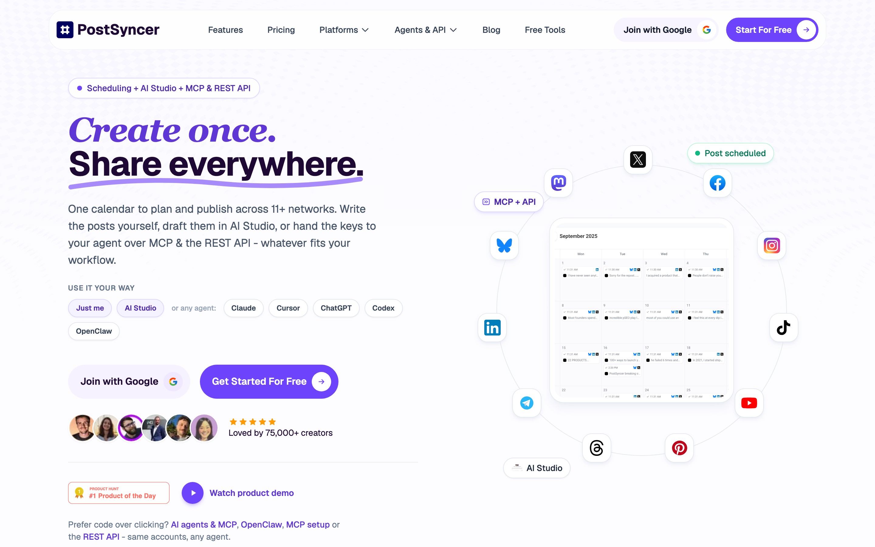 PostSyncer landing page — first screen