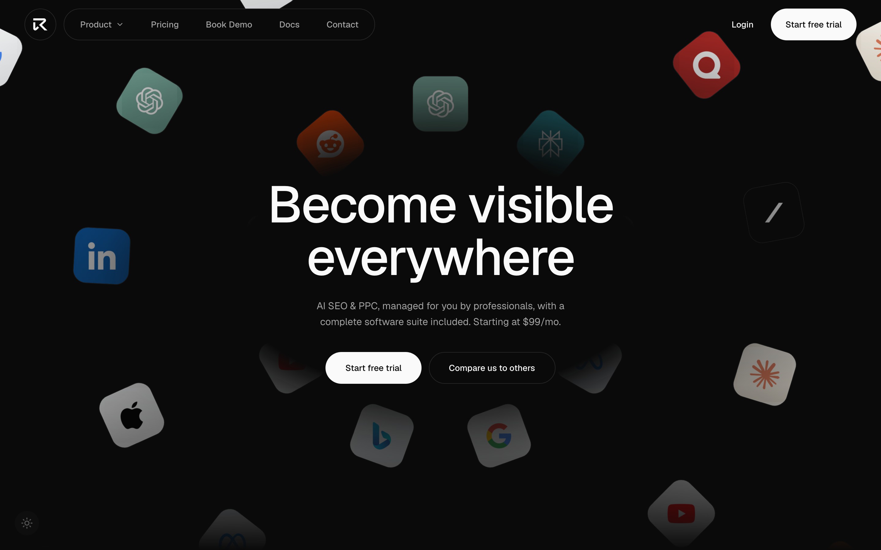 Ranked AI landing page — first screen