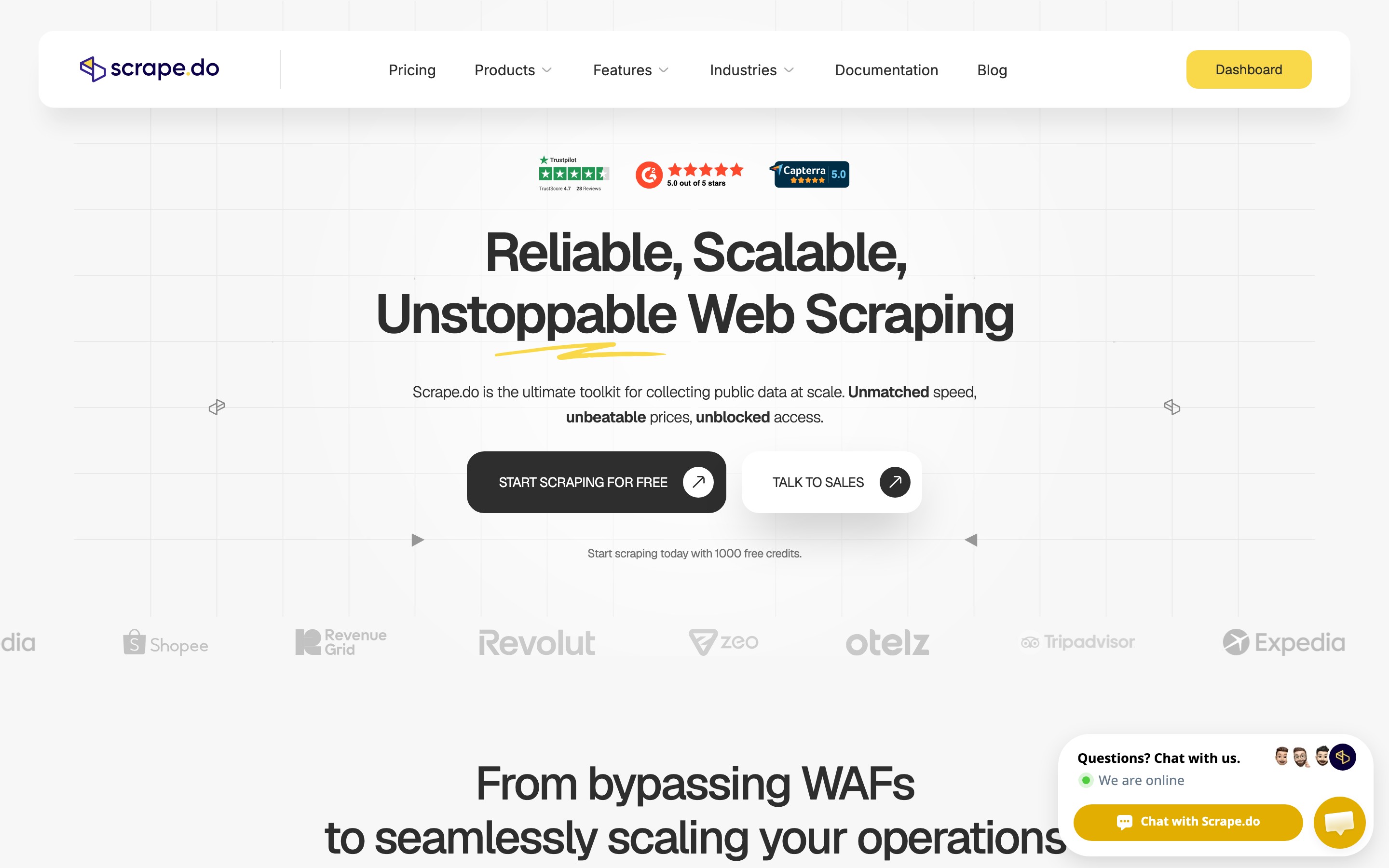 Scrape.do landing page — first screen