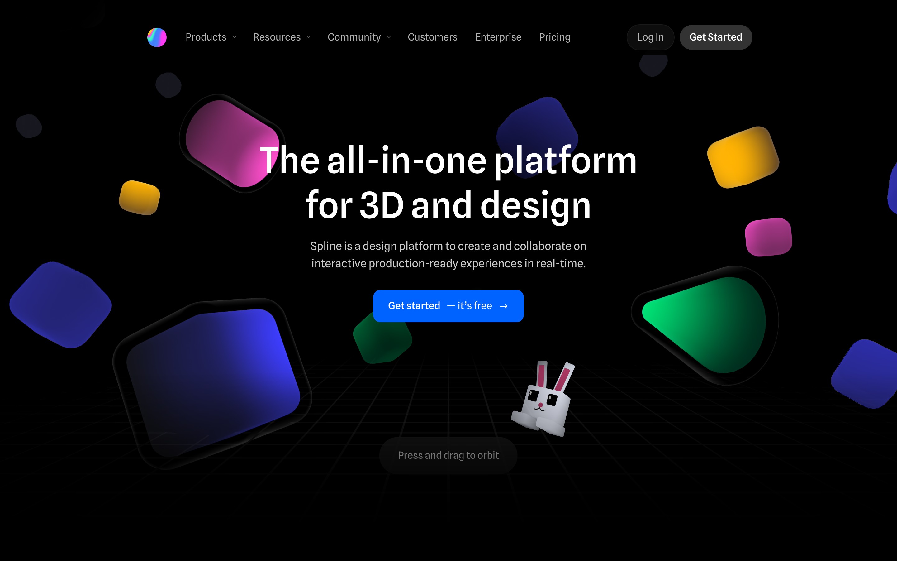 Spline landing page — first screen