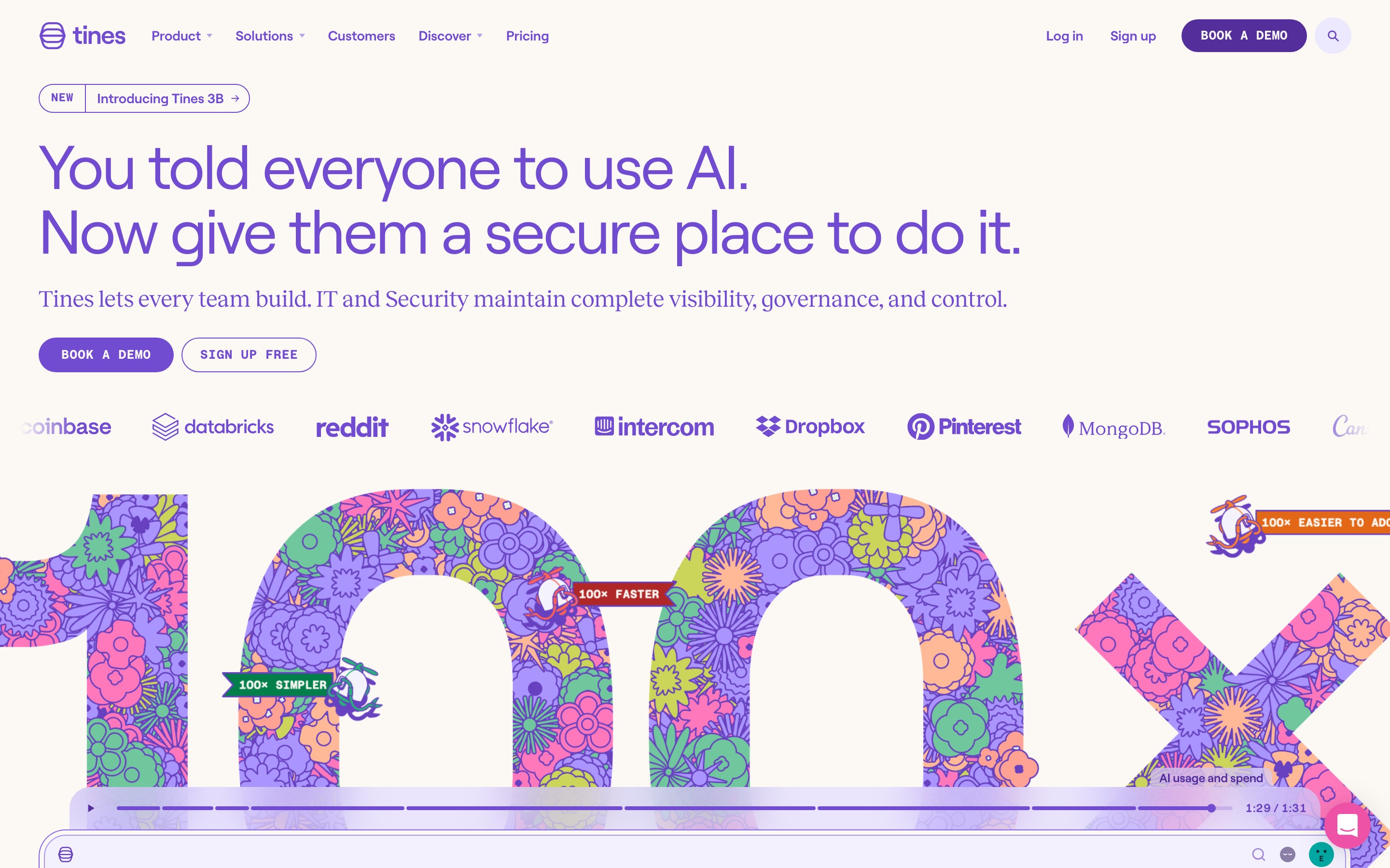 Tines landing page — first screen