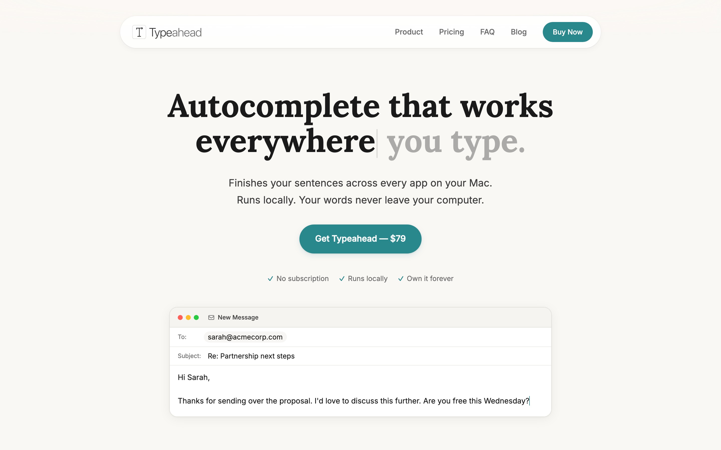 Typeahead landing page — first screen