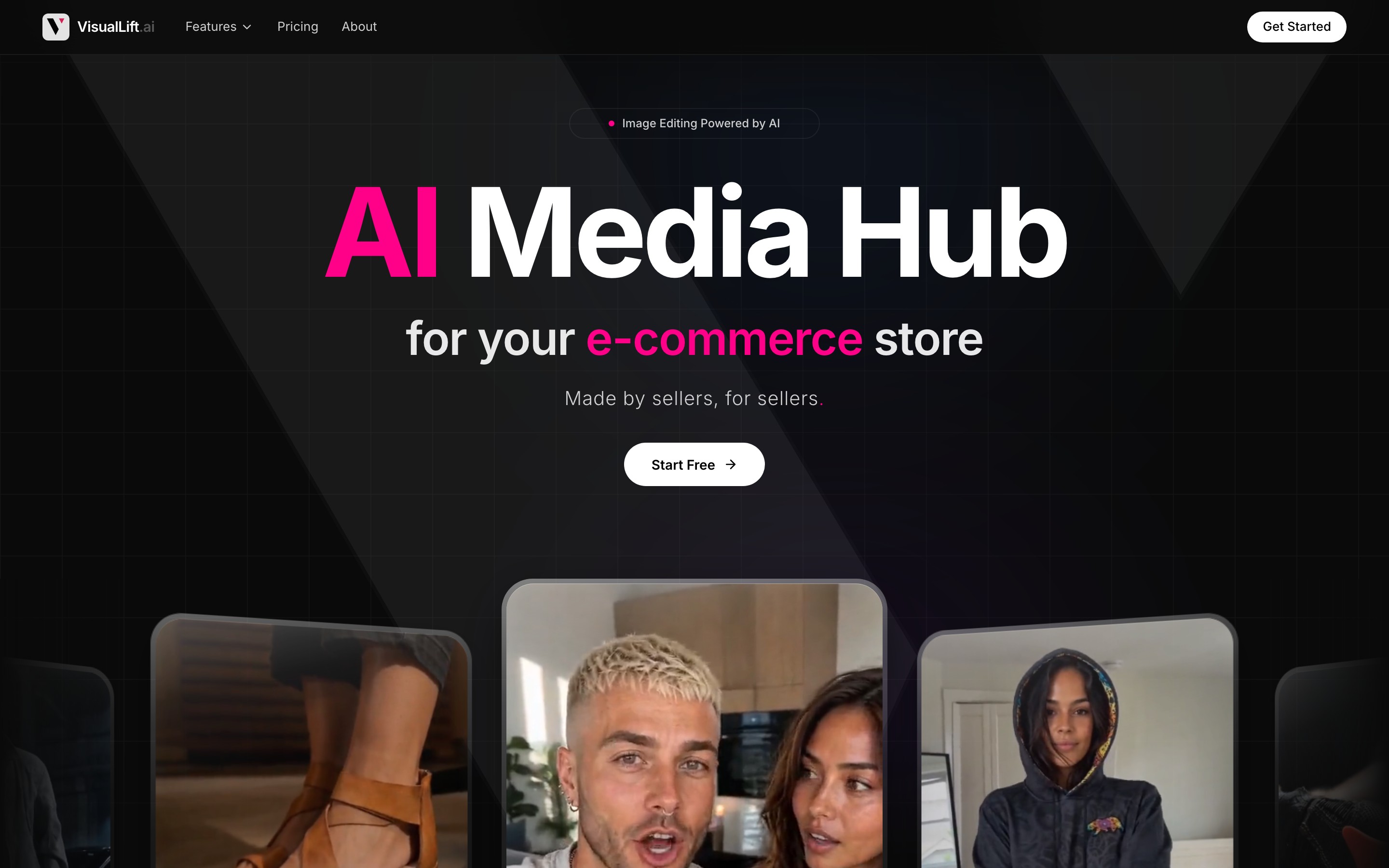 VisualLift landing page — first screen