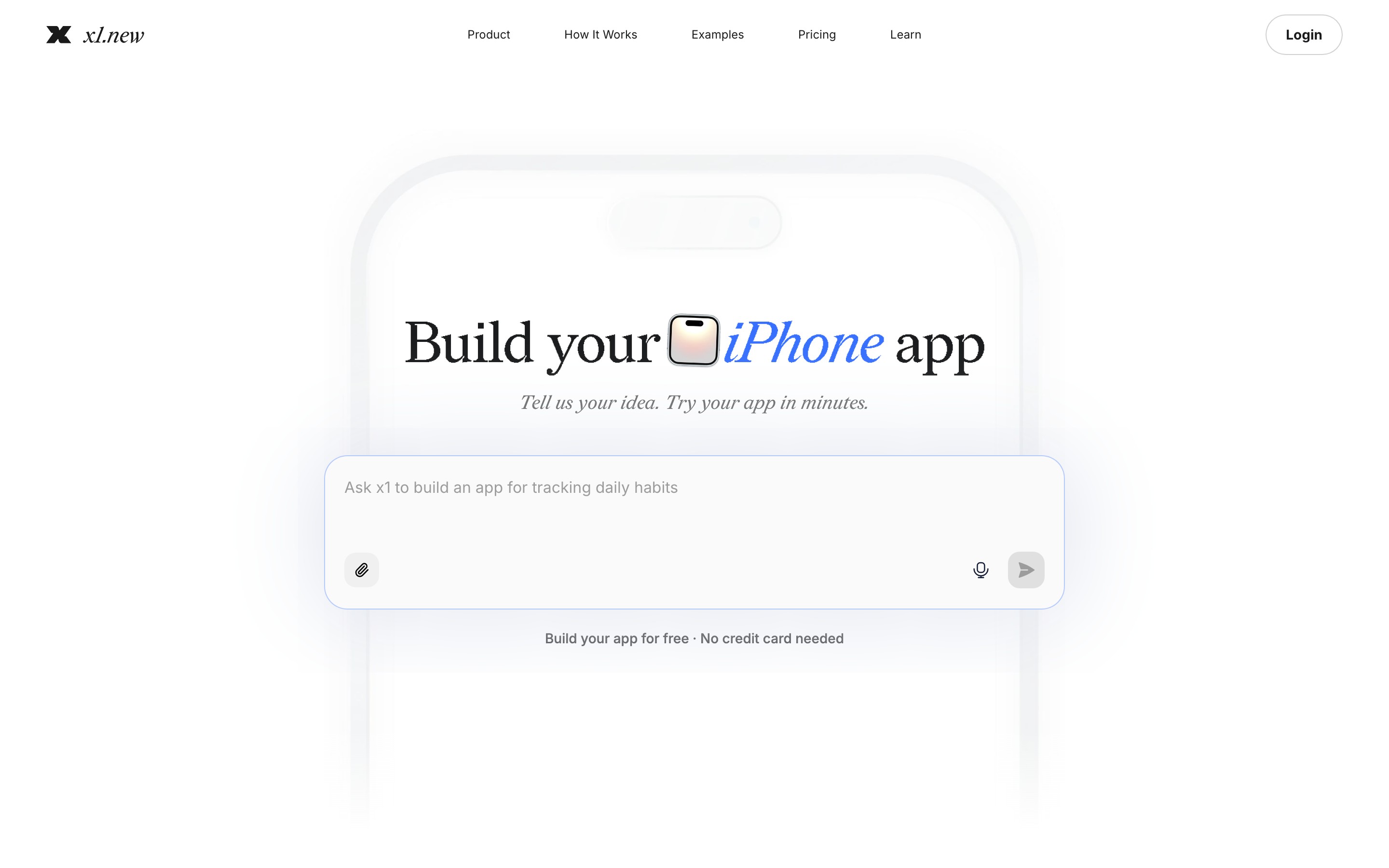 x1 landing page — first screen
